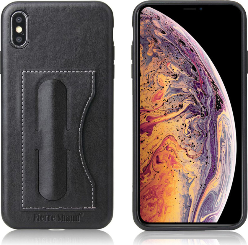 iPhone Xs Max beskyttelses deksel av syntetisk skinn med vill hest tekstur - svart