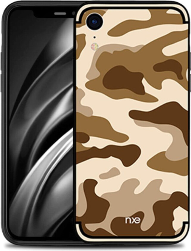 NXE iPhone Xr beskyttelses deksel av hybrid materiale med kamuflasje mønster - brun