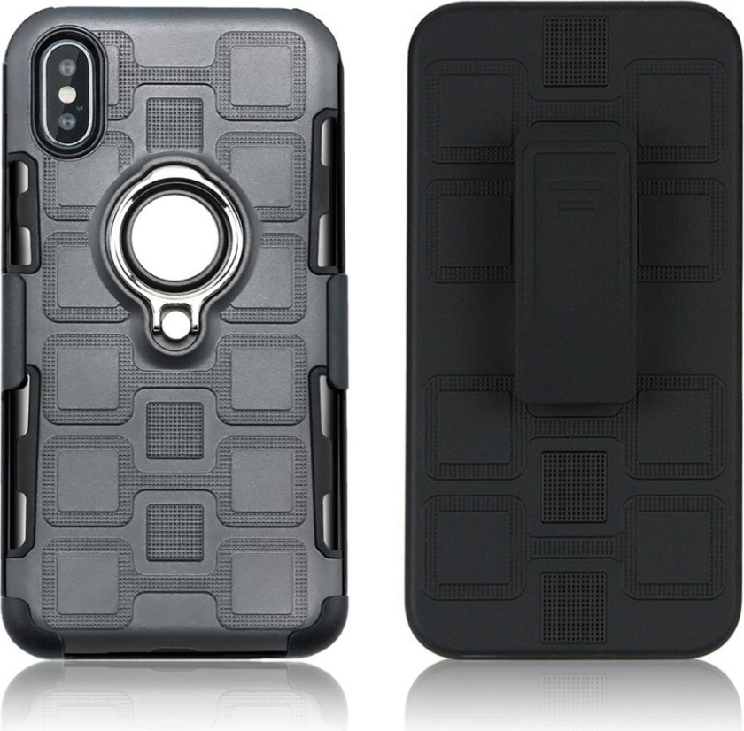 iPhone XS beskyttelses deksel av TPU med geometrisk mønster - grå