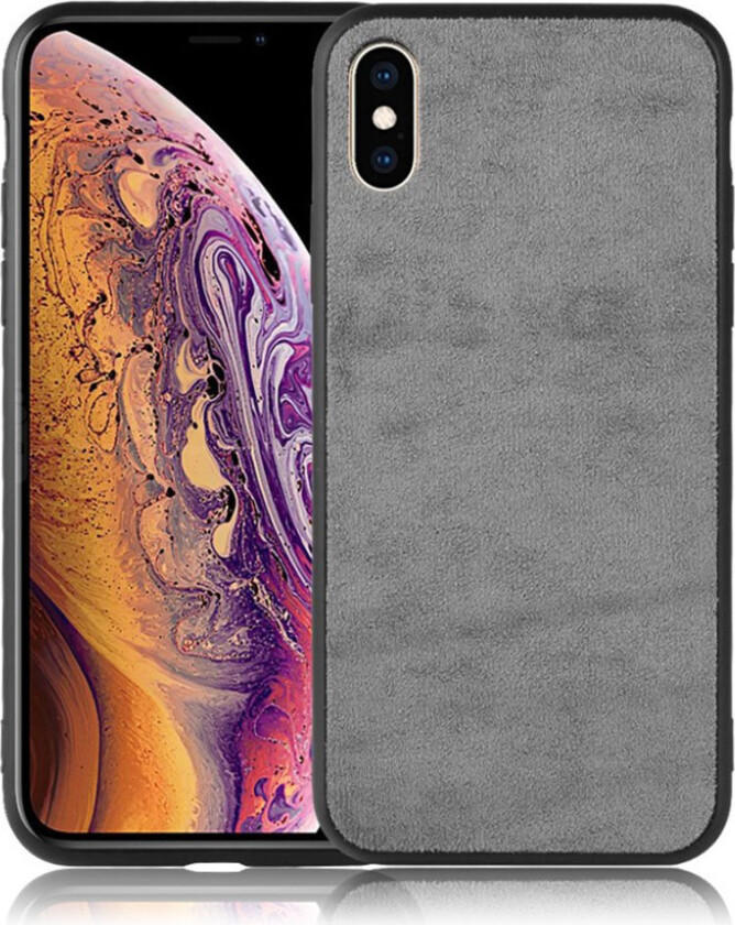 iPhone XS beskyttelses deksel av hybrid materiale med retro stil - grå