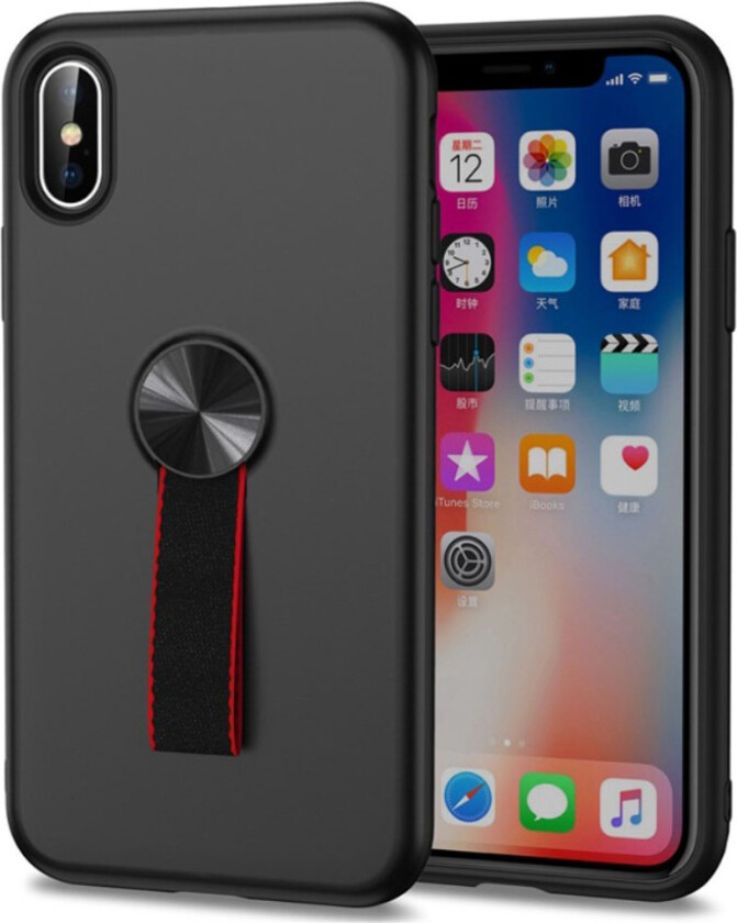 iPhone Xs Max hybrid case with finger ring holder - Black