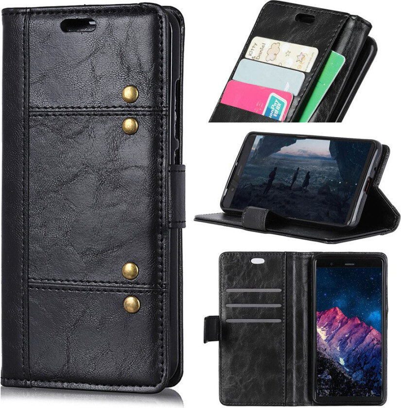 iPhone Xs Max beskyttelses deksel av syntetisk skinn med nagle dekor - svart