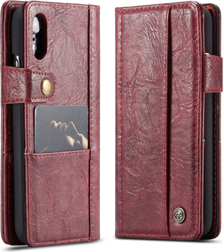 CASEME iPhone Xr beskyttelses deksel av syntetisk skinn med vintage stil - rød