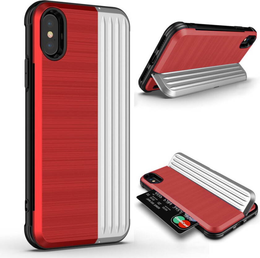 ANGIBABE iPhone Xs Max beskyttelses deksel av plastikk og TPU - rød og sølv