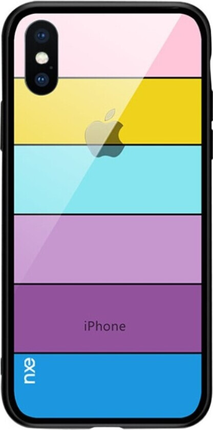 NXE iPhone Xs Max beskyttelses deksel av TPU og herdet glass med printet mønster av striper - Stil C