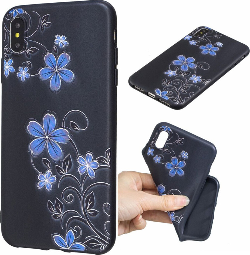 iPhone Xs Max beskyttelses deksel av TPU med hevet printet mønster - vakkre blomster