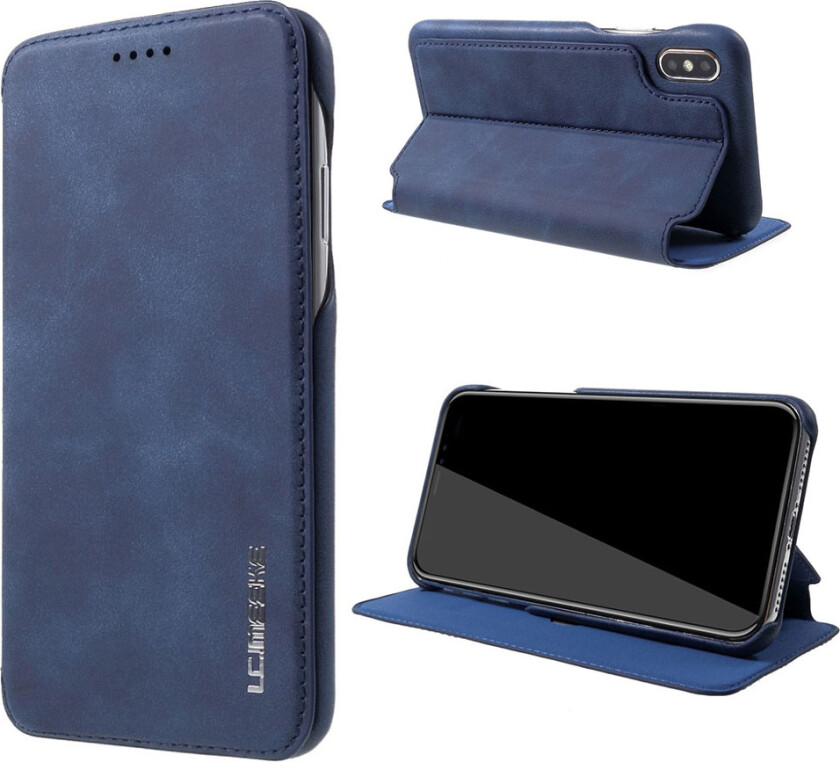 LC IMEEKE iPhone Xs Max beskyttelses deksel av syntetisk skinn - blå