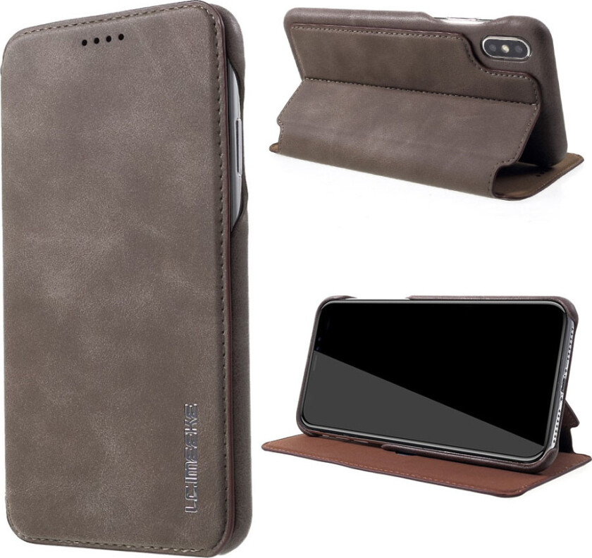 LC IMEEKE iPhone Xs Max beskyttelses deksel av syntetisk skinn - kaffe
