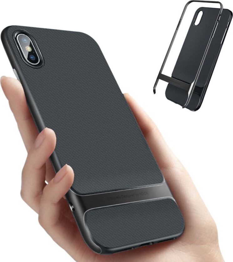 iPhone Xs Max beskyttelses deksel av hybrid materiale og kornet tekstur - rose gull