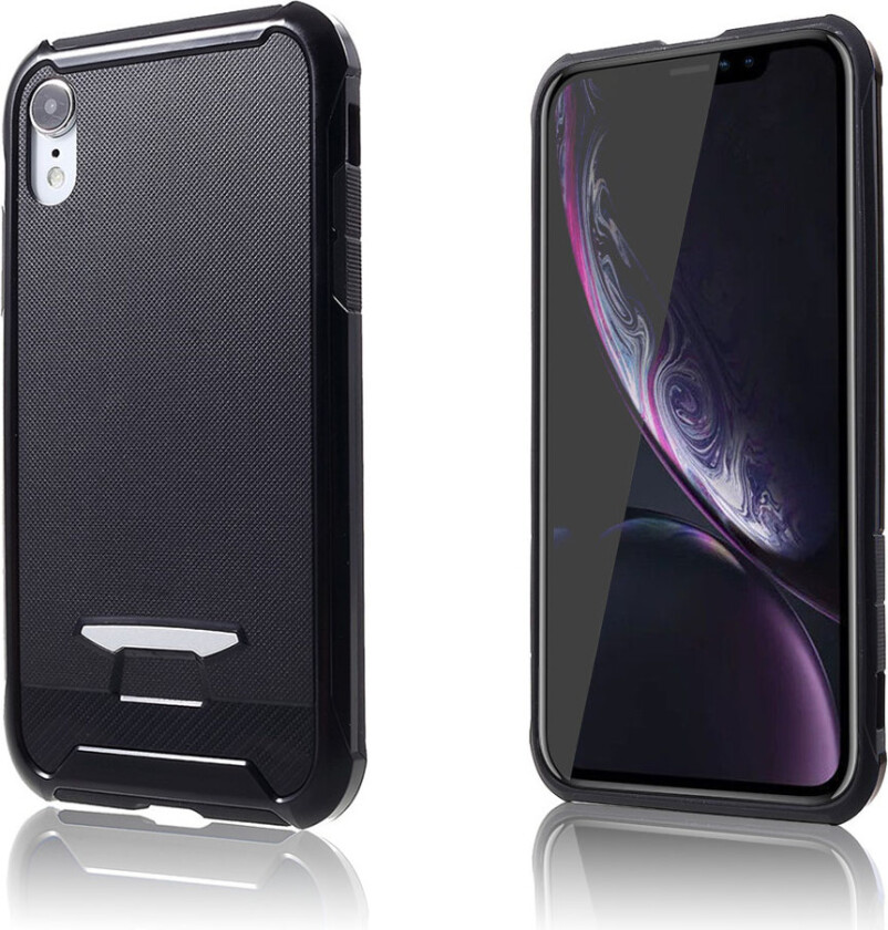 iPhone Xr beskyttelses deksel av hybrid materiale og kornet tekstur - svart