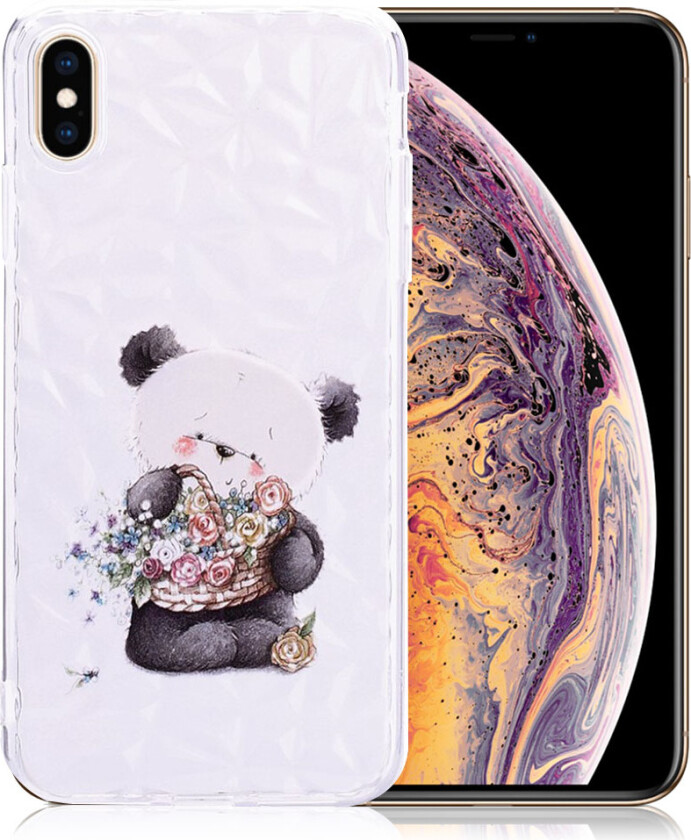 iPhone Xs Max beskyttelses deksel av TPU med printet mønster - blå sommerfugl og blomst