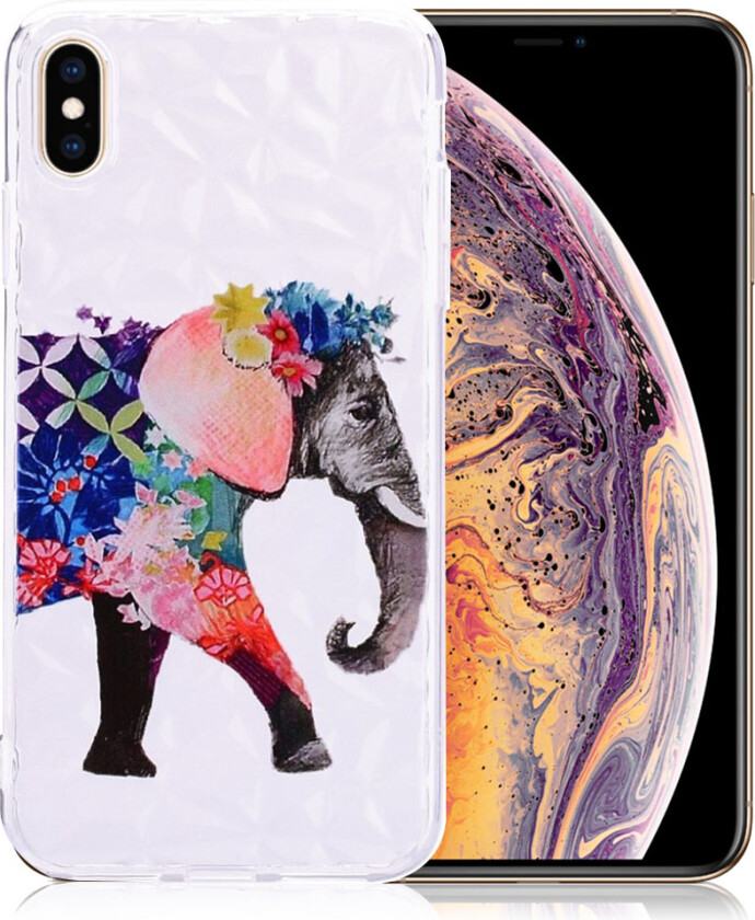 iPhone Xs Max beskyttelses deksel av TPU med printet mønster - rosa blomst