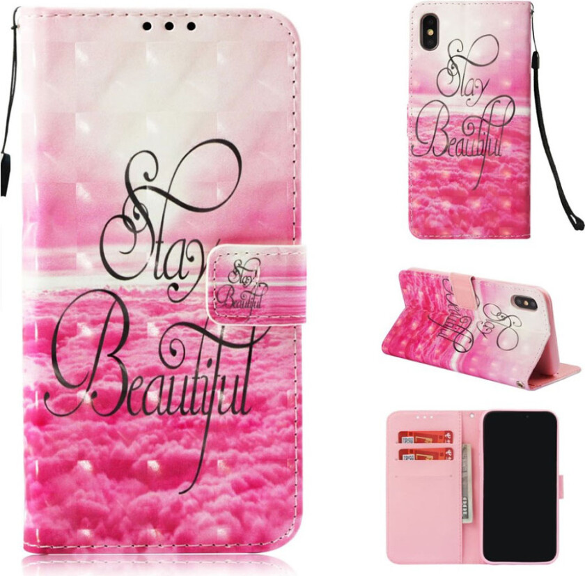 iPhone Xs Max beskyttelses deksel av syntetisk skinn med printet mønster og lyse flekker dekor - hold deg vakker