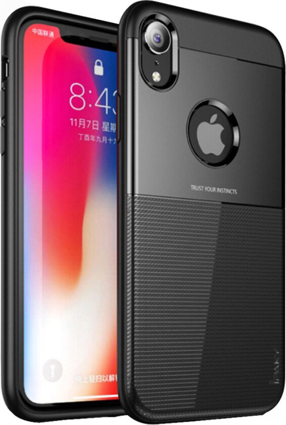 IPAKY iPhone Xr beskyttelses deksel av hybrid materiale med gitter mønster - svart