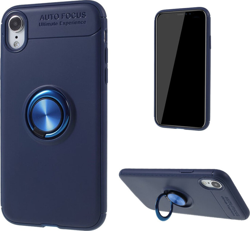 iPhone Xr beskyttelses deksel av TPU med finger ring - blå