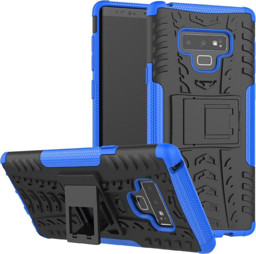 Galaxy Note9 beskyttelses deksel av plastikk og TPU med dekk mønster - blå