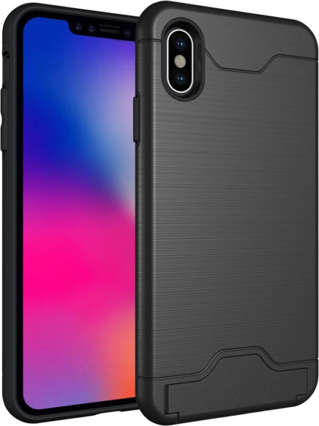 iPhone 9 Plus beskyttelses deksel av hybrid materiale med børstet tekstur - svart