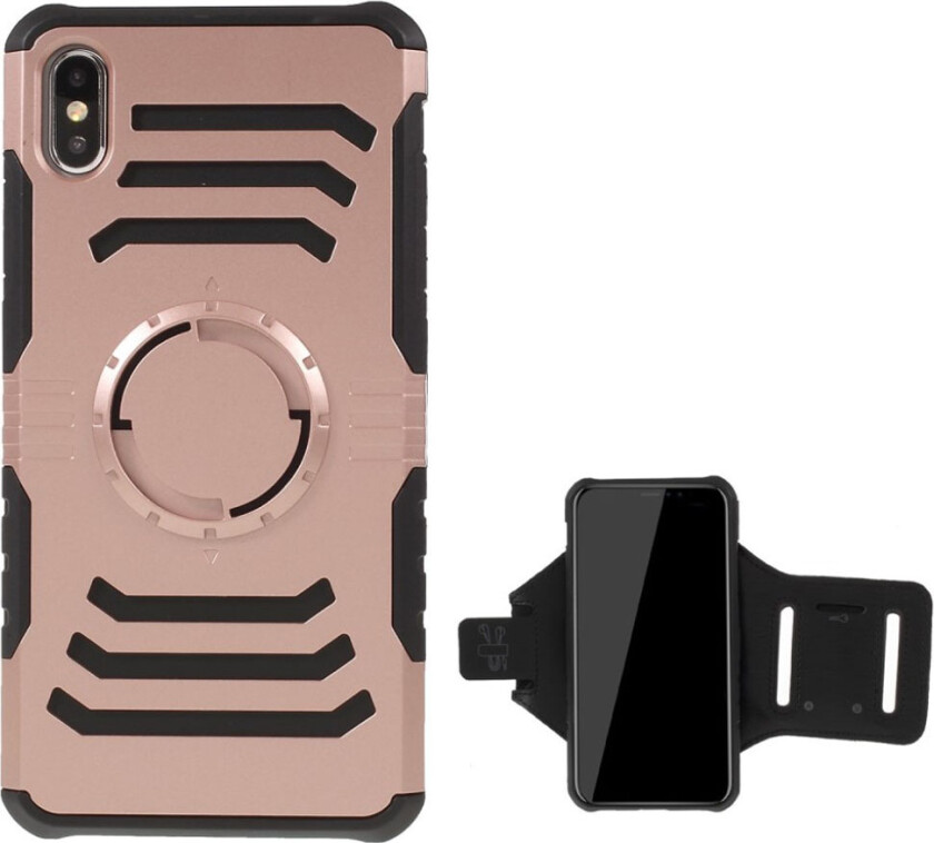 iPhone 9 Plus beskyttelses deksel av hybrid materiale og armbånd - rose gull