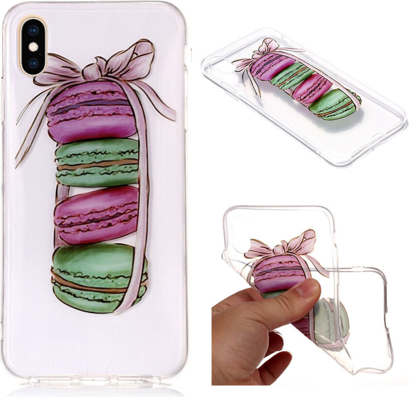 iPhone 9 Plus beskyttelses deksel av TPU med IMD Printet mønster som er selvlysende - makron