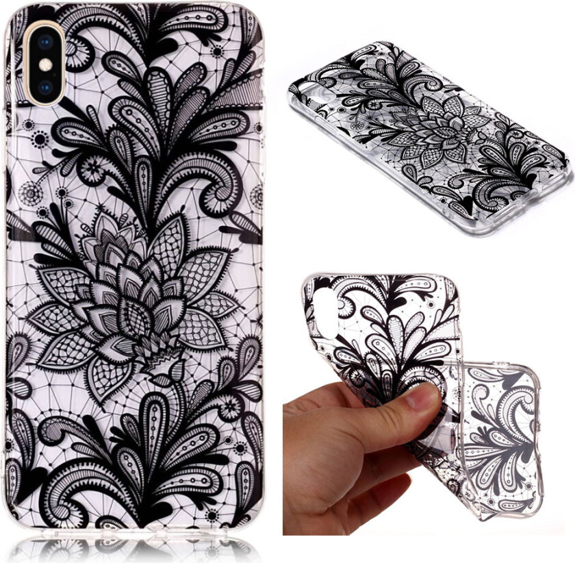 iPhone 9 Plus beskyttelses deksel av TPU med IMD Printet mønster som er selvlysende - lace henna blomst