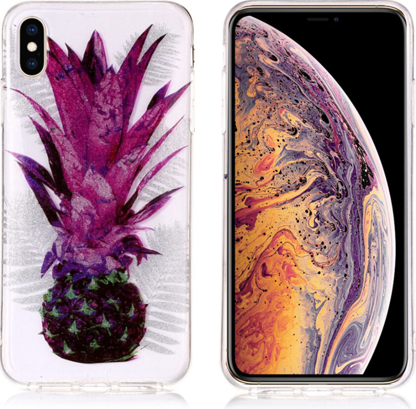 iPhone 9 Plus beskyttelses deksel av TPU med IMD glittrende printet mønster - ananas