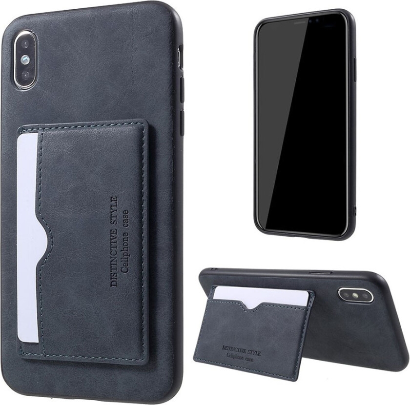 iPhone 9 Plus beskyttelses deksel av TPU dekt i syntetisk skinn - grå