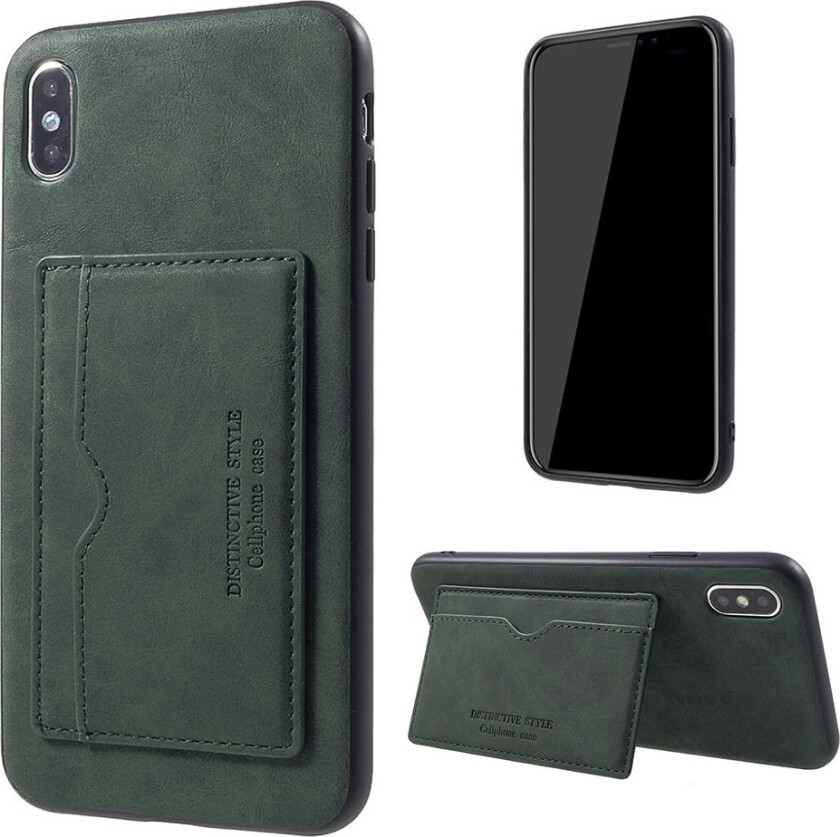 iPhone 9 Plus beskyttelses deksel av TPU dekt i syntetisk skinn - grønn