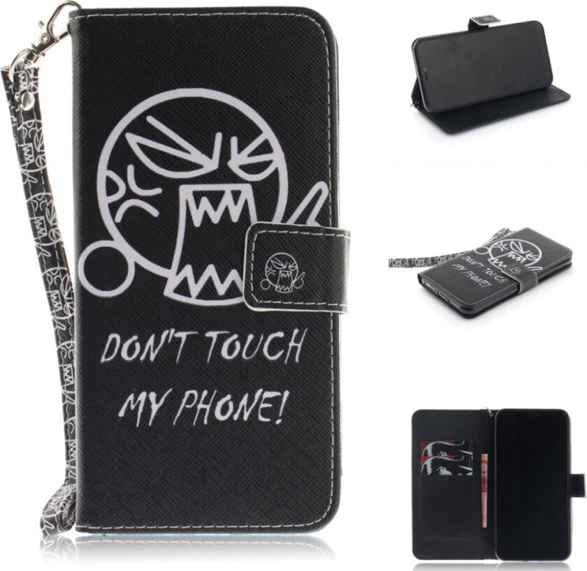 iPhone 9 Plus beskyttelses deksel av syntetisk skinn med printet mønster - ikke rør mobilen min