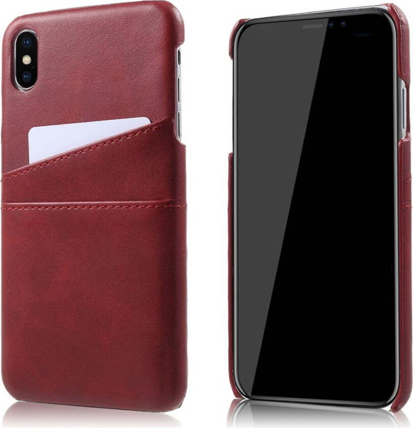 iPhone 9 Plus beskyttelses deksel av plastikk dekt i syntetisk skinn - rød