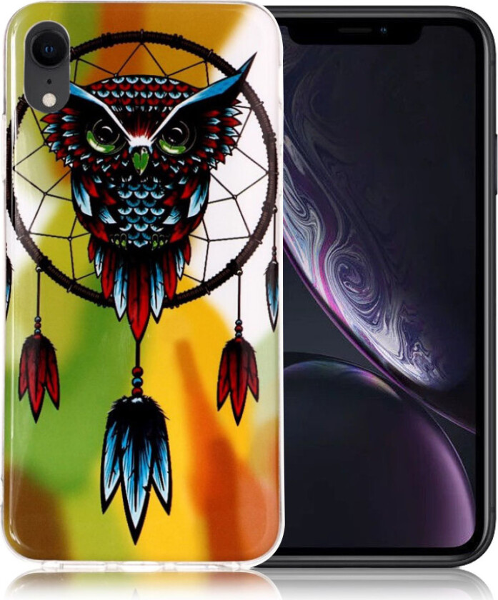 iPhone 9 beskyttelses deksel av TPU med IMD selvlysende printet mønster - ugle vindspill