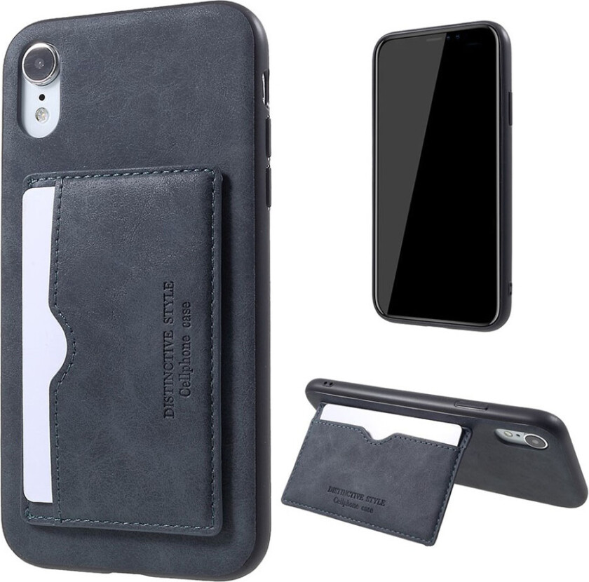 iPhone 9 beskyttelses deksel av TPU dekt i syntetisk skinn - grå