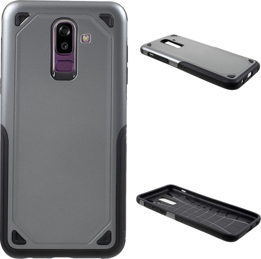 Galaxy J8 beskyttelses deksel av hybrid materiale - grå
