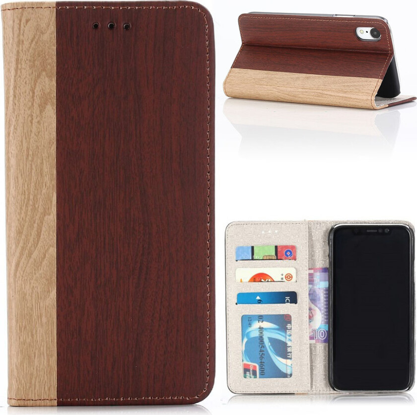 iPhone 9 Plus beskyttelses deksel av syntetisk skinn med tre tekstur - vinrød