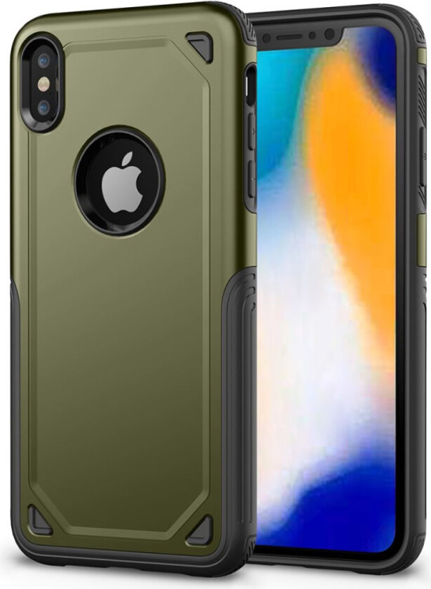 iPhone 9 beskyttelses deksel av hybrid materiale - militær grønn