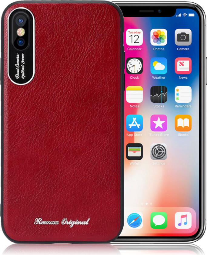 REMAX iPhone X beskyttelses deksel av TPU dekt i syntetisk skinn - rød