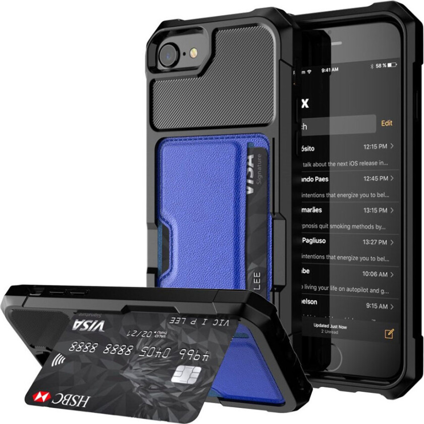 iPhone 7 og 8 beskyttelses deksel av hybrid materiale - blå