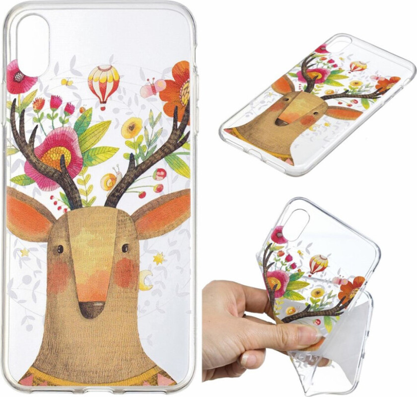 iPhone Xs Max beskyttelses deksel av TPU med IMD printet mønster - blomstrende wapiti