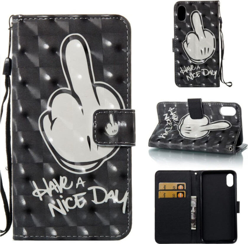 iPhone Xr beskyttelses deksel av syntetisk skinn med printet mønster - ha en god dag