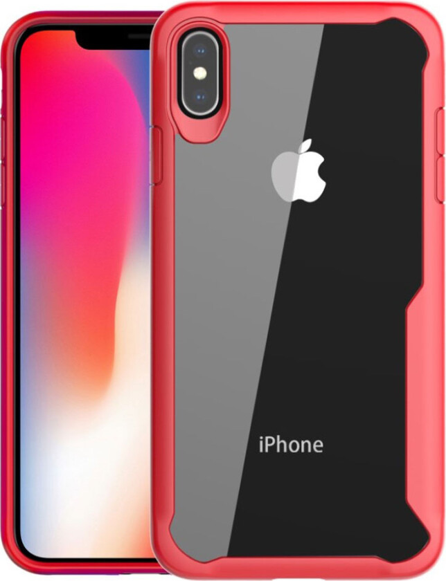 iPhone Xs Max beskyttelses deksel av hybrid materiale - rød