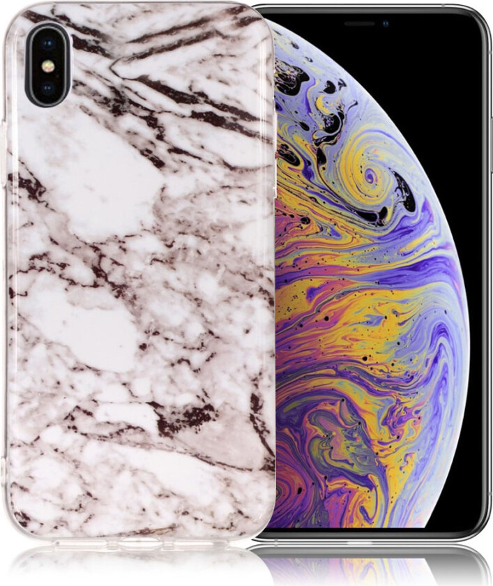 iPhone Xs Max beskyttelses deksel av TPU med IMD printet mønster - grå marmor