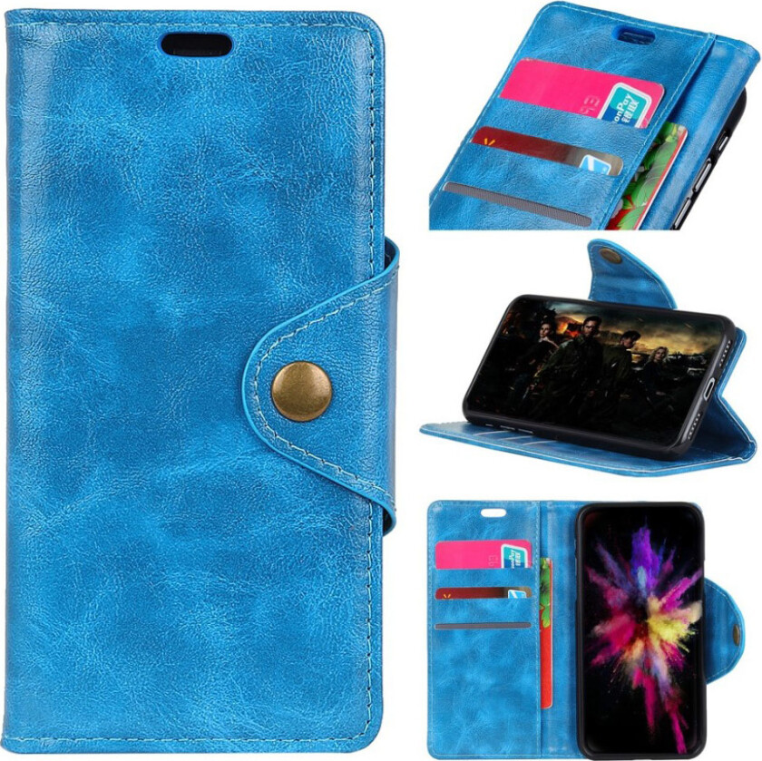 iPhone Xs Max beskyttelses deksel av syntetisk skinn med flambert tekstur - blå