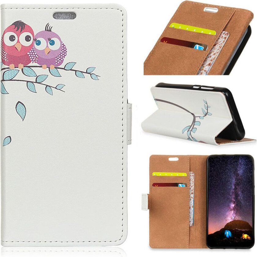iPhone Xs Max beskyttelses deksel av syntetisk skinn med printet mønster - ugle elsker