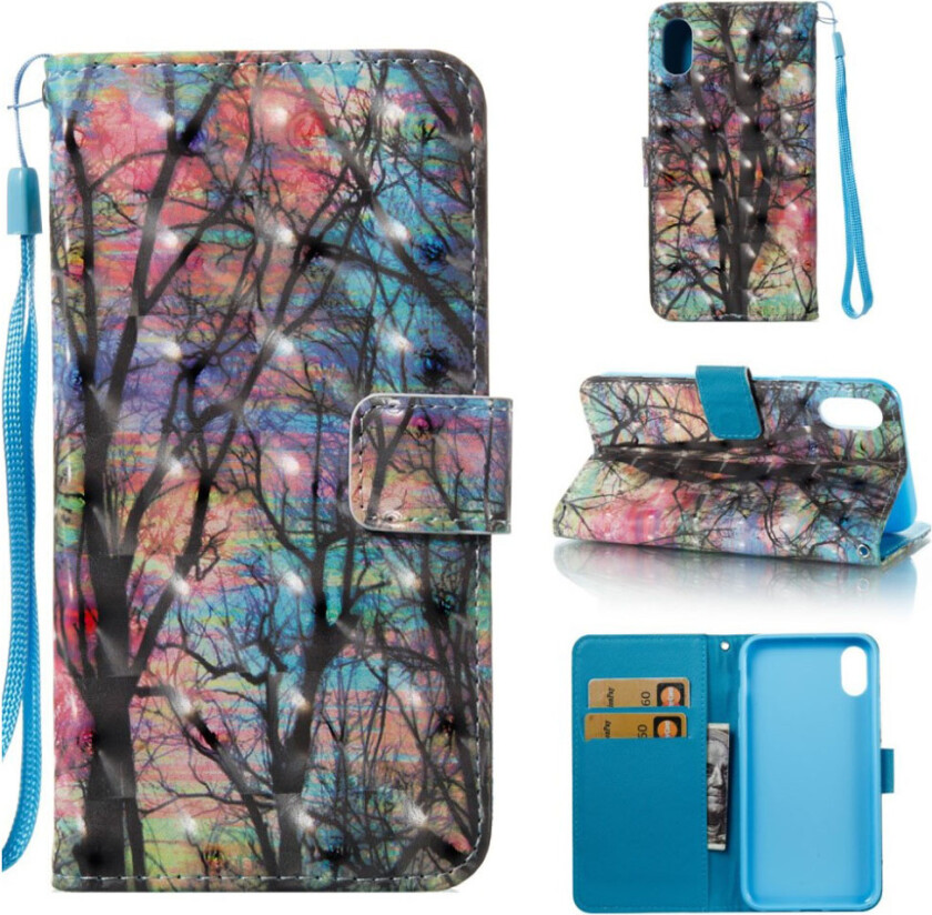 iPhone Xs Max beskyttelses deksel av syntetisk skinn med printet mønster - skog