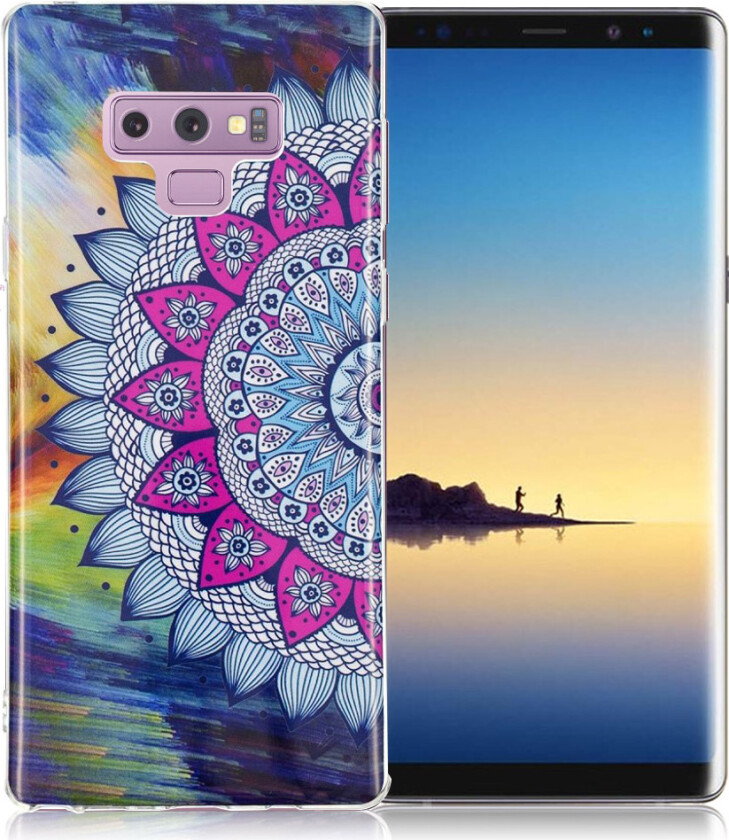 Galaxy Note9 IMD beskyttelses deksel av TPU med printet selvlysende mønster - mandala blomst