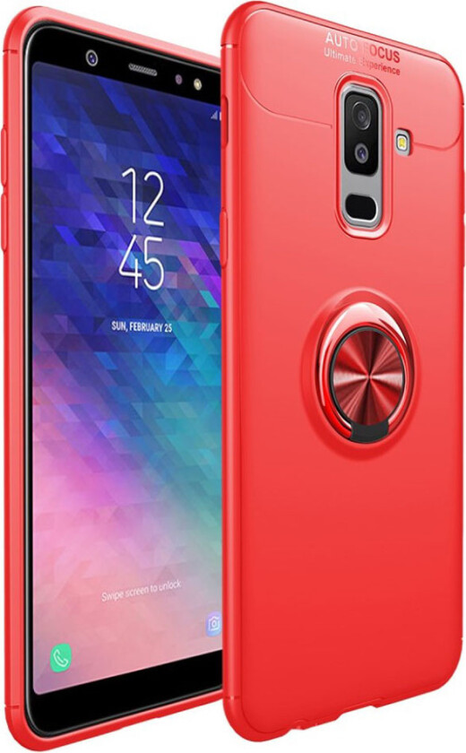 Galaxy A6 Plus beskyttelses deksel av silikon og plastikk - rød