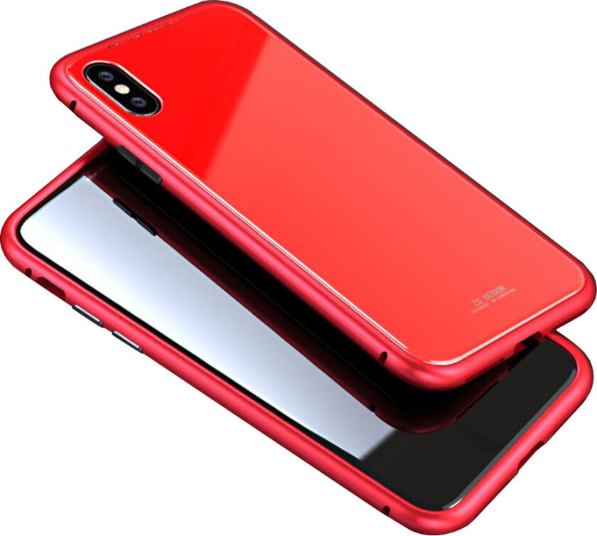 LUPHIE iPhone X beskyttelses deksel av herdet glass og metall - rød