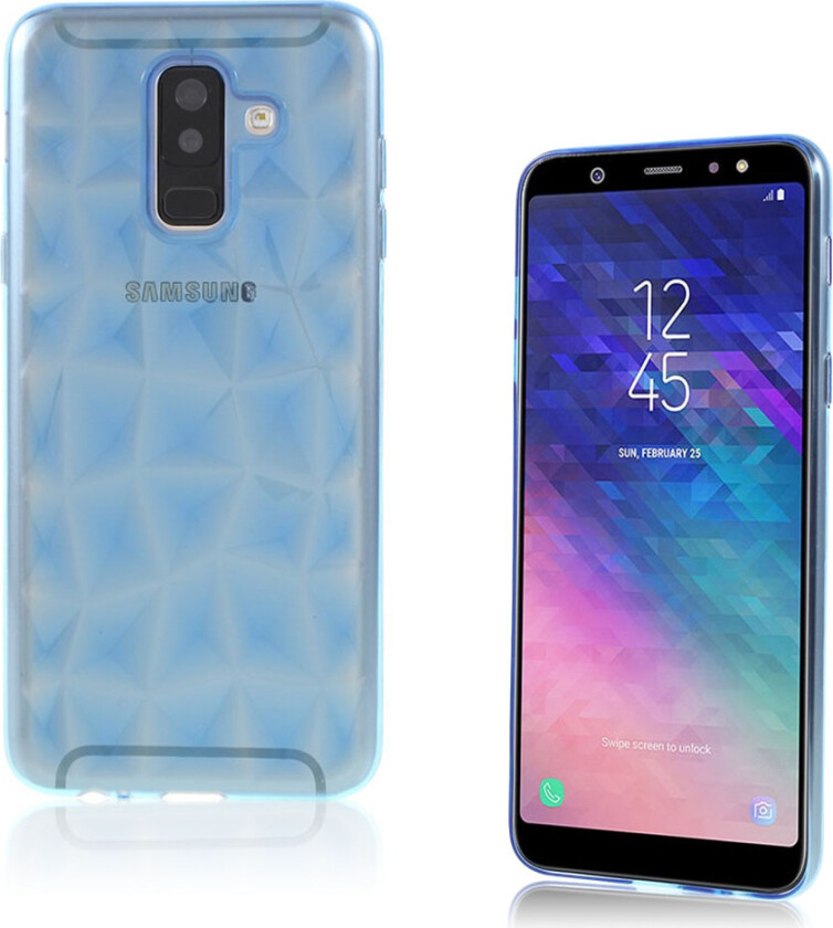 Galaxy A6 Plus beskyttelses deksel av silikon og plastikk med 3D diamant tekstur - blå