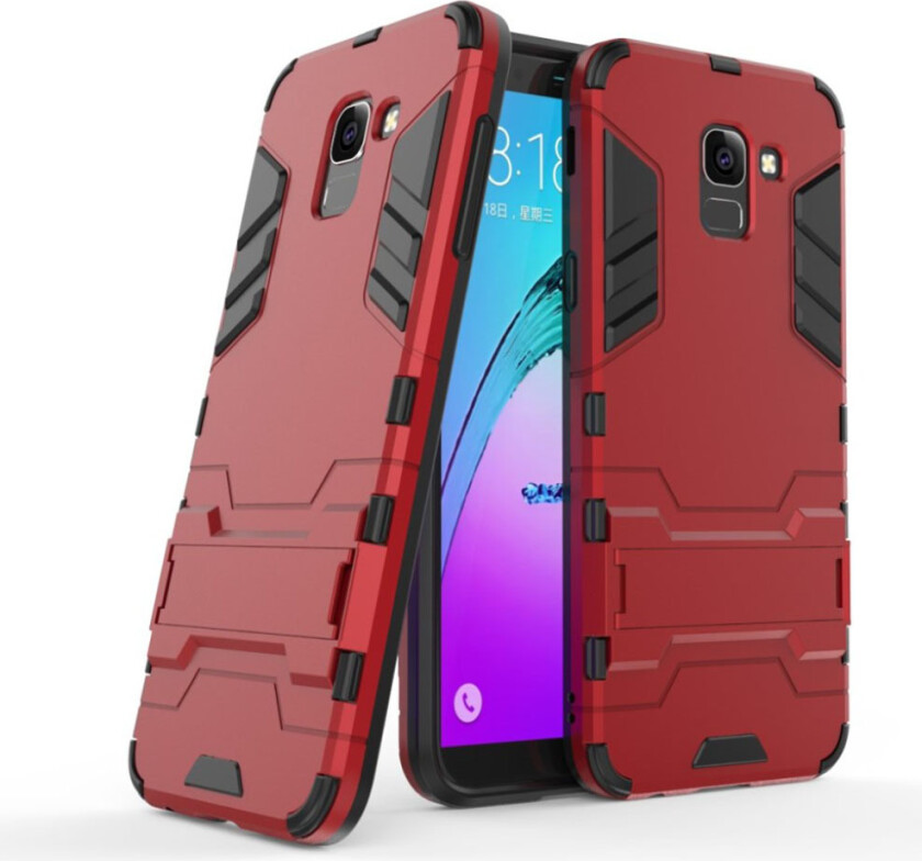 Galaxy J6 beskyttelses deksel av hybrid materiale - rød