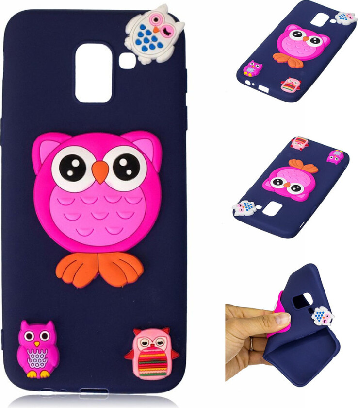 Galaxy J6 beskyttelses deksel av myk silkon med 3D printet mønster - ugler
