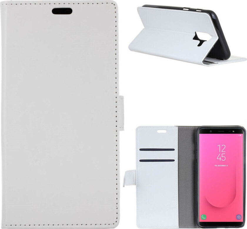 Galaxy J8 beskyttelses deksel av syntetisk skinn med vill hest tekstur - hvit